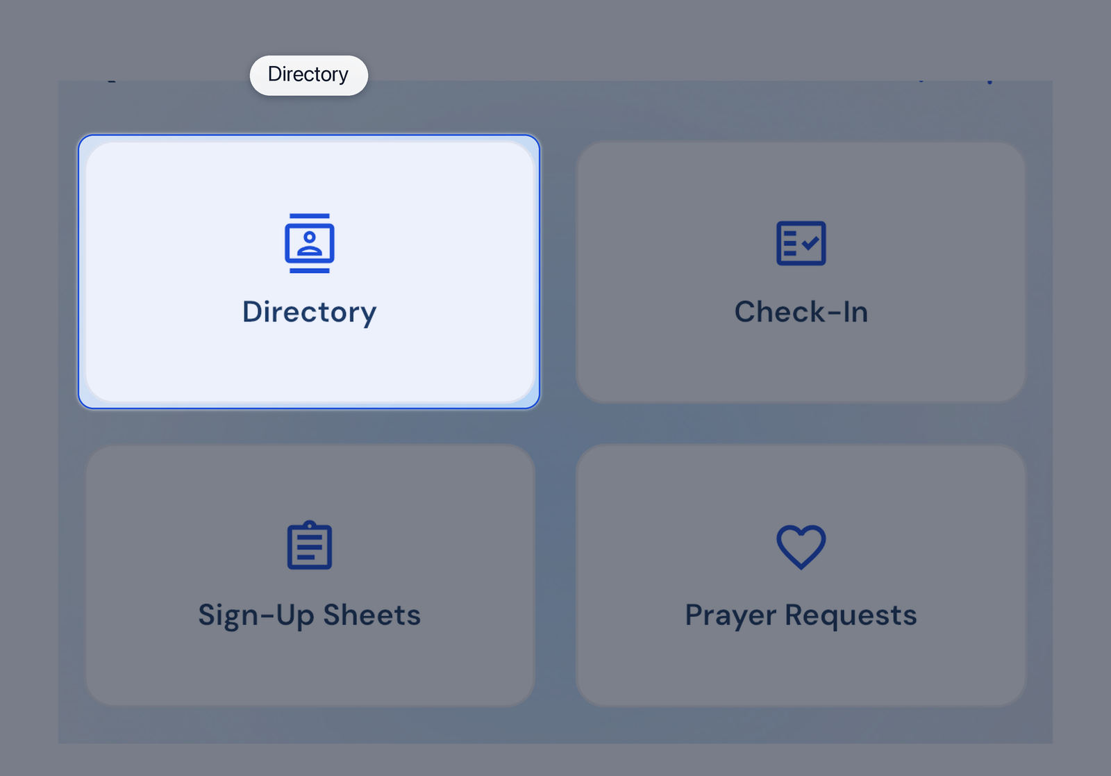 Quick Actions including Directory