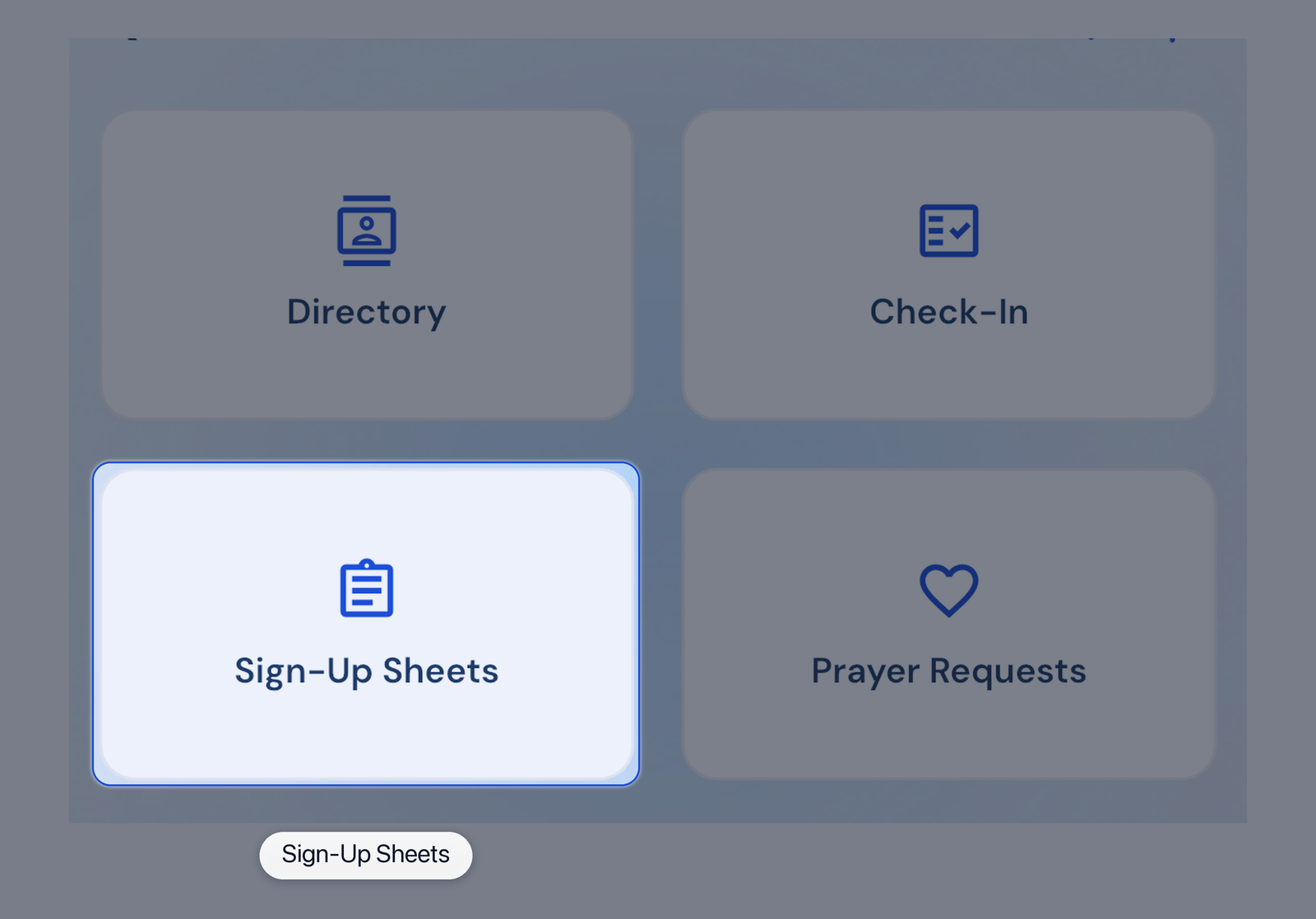 Quick Actions including Sign-Up Sheets