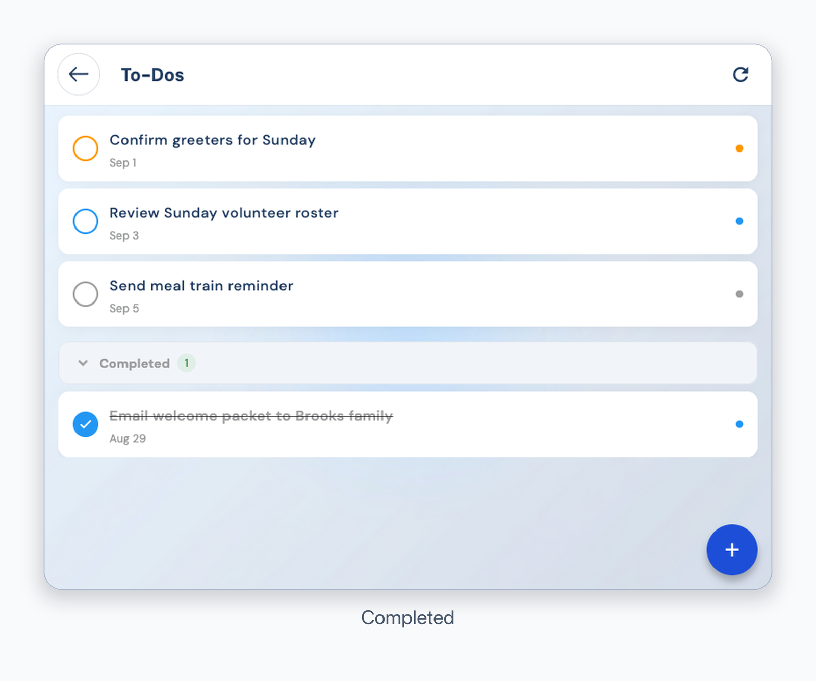 Completed tasks